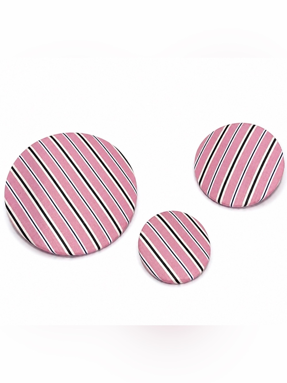 Balenciaga Pink Striped Poplin Oversized Round Statement Earrings NWOT